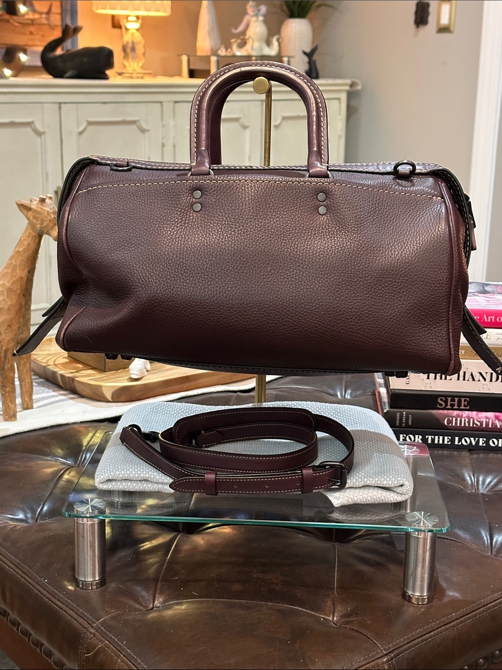 RESERVED - COACH 1941 Rogue 36 Satchel in Oxblood & Pewter w/Suede Interior HTF - Picture 5 of 17